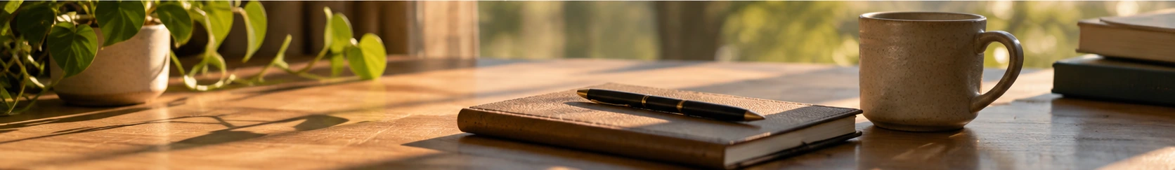 Notebook and pen on a quiet desk